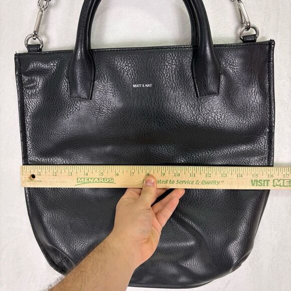 Matt & Nat Black Vegan Leather Large Tote Bag Purse with Long Strap - Picture 6 of 13